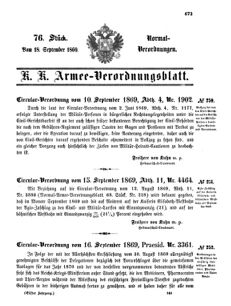 Verordnungsblatt für das Kaiserlich-Königliche Heer 18690918 Seite: 1