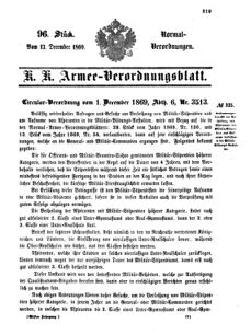 Verordnungsblatt für das Kaiserlich-Königliche Heer 18691213 Seite: 1