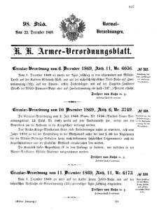 Verordnungsblatt für das Kaiserlich-Königliche Heer 18691223 Seite: 1