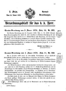 Verordnungsblatt für das Kaiserlich-Königliche Heer 18700114 Seite: 11