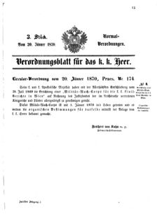 Verordnungsblatt für das Kaiserlich-Königliche Heer 18700120 Seite: 1