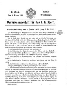 Verordnungsblatt für das Kaiserlich-Königliche Heer 18700205 Seite: 1