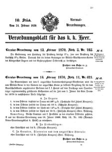 Verordnungsblatt für das Kaiserlich-Königliche Heer 18700224 Seite: 1