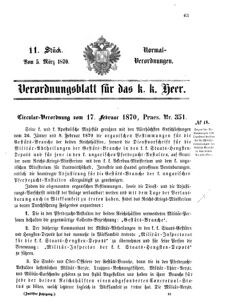 Verordnungsblatt für das Kaiserlich-Königliche Heer 18700305 Seite: 1