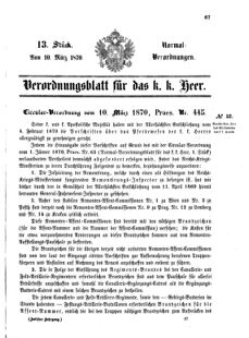 Verordnungsblatt für das Kaiserlich-Königliche Heer 18700310 Seite: 1