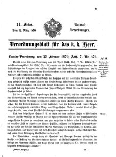 Verordnungsblatt für das Kaiserlich-Königliche Heer