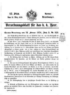 Verordnungsblatt für das Kaiserlich-Königliche Heer 18700313 Seite: 1