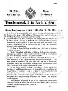 Verordnungsblatt für das Kaiserlich-Königliche Heer 18700407 Seite: 1