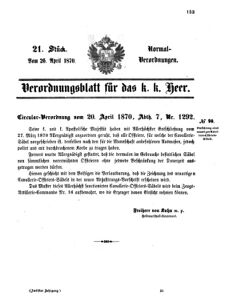 Verordnungsblatt für das Kaiserlich-Königliche Heer 18700426 Seite: 1