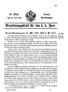 Verordnungsblatt für das Kaiserlich-Königliche Heer 18700610 Seite: 1