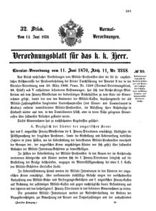 Verordnungsblatt für das Kaiserlich-Königliche Heer 18700614 Seite: 1