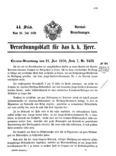 Verordnungsblatt für das Kaiserlich-Königliche Heer 18700728 Seite: 1