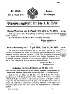 Verordnungsblatt für das Kaiserlich-Königliche Heer 18700812 Seite: 1