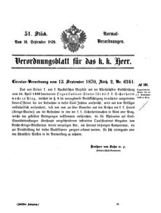 Verordnungsblatt für das Kaiserlich-Königliche Heer 18700916 Seite: 1