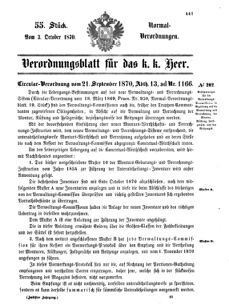 Verordnungsblatt für das Kaiserlich-Königliche Heer 18701003 Seite: 1