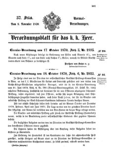 Verordnungsblatt für das Kaiserlich-Königliche Heer 18701108 Seite: 1