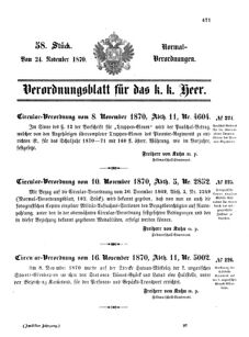 Verordnungsblatt für das Kaiserlich-Königliche Heer 18701124 Seite: 1