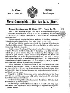 Verordnungsblatt für das Kaiserlich-Königliche Heer 18710128 Seite: 1