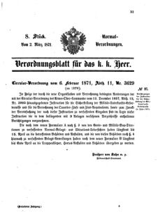 Verordnungsblatt für das Kaiserlich-Königliche Heer 18710302 Seite: 1