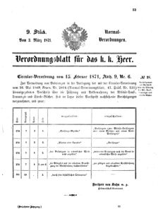 Verordnungsblatt für das Kaiserlich-Königliche Heer 18710303 Seite: 1