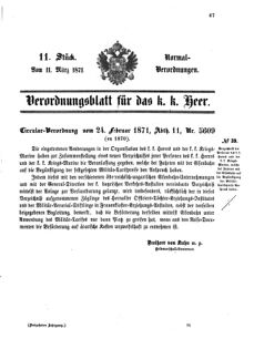 Verordnungsblatt für das Kaiserlich-Königliche Heer 18710311 Seite: 1