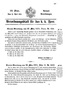 Verordnungsblatt für das Kaiserlich-Königliche Heer 18710412 Seite: 1