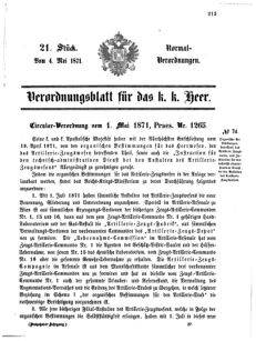 Verordnungsblatt für das Kaiserlich-Königliche Heer 18710504 Seite: 1