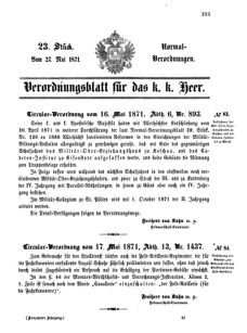 Verordnungsblatt für das Kaiserlich-Königliche Heer 18710527 Seite: 1