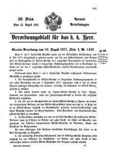 Verordnungsblatt für das Kaiserlich-Königliche Heer