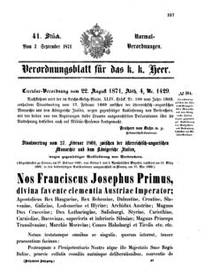 Verordnungsblatt für das Kaiserlich-Königliche Heer 18710907 Seite: 1