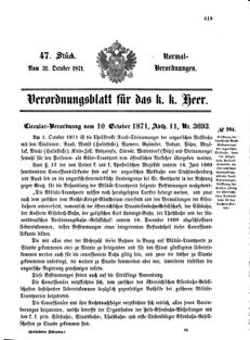 Verordnungsblatt für das Kaiserlich-Königliche Heer 18711031 Seite: 1