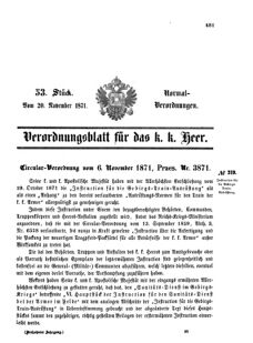 Verordnungsblatt für das Kaiserlich-Königliche Heer 18711120 Seite: 1