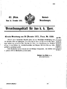 Verordnungsblatt für das Kaiserlich-Königliche Heer 18711221 Seite: 1