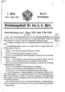 Verordnungsblatt für das Kaiserlich-Königliche Heer 18720107 Seite: 1