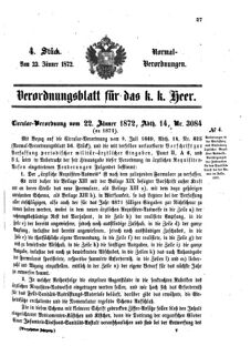 Verordnungsblatt für das Kaiserlich-Königliche Heer 18720123 Seite: 1