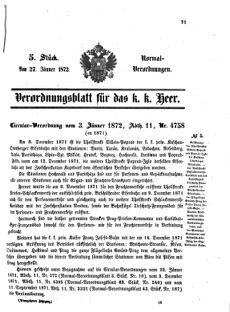 Verordnungsblatt für das Kaiserlich-Königliche Heer 18720127 Seite: 1