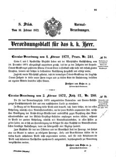 Verordnungsblatt für das Kaiserlich-Königliche Heer 18720216 Seite: 1