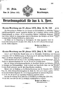 Verordnungsblatt für das Kaiserlich-Königliche Heer 18720226 Seite: 1