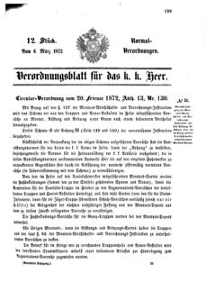 Verordnungsblatt für das Kaiserlich-Königliche Heer 18720306 Seite: 1