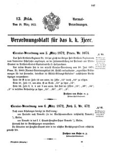 Verordnungsblatt für das Kaiserlich-Königliche Heer 18720318 Seite: 1