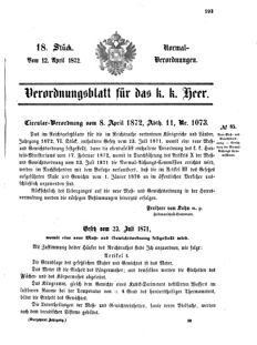 Verordnungsblatt für das Kaiserlich-Königliche Heer 18720412 Seite: 1