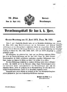 Verordnungsblatt für das Kaiserlich-Königliche Heer 18720428 Seite: 1