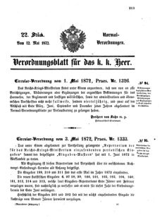 Verordnungsblatt für das Kaiserlich-Königliche Heer 18720512 Seite: 1