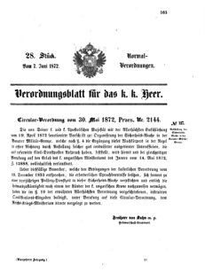 Verordnungsblatt für das Kaiserlich-Königliche Heer 18720607 Seite: 1