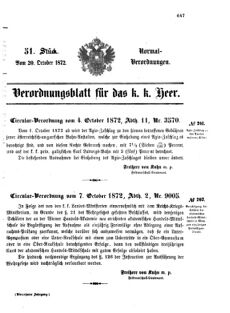 Verordnungsblatt für das Kaiserlich-Königliche Heer 18721020 Seite: 1