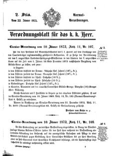 Verordnungsblatt für das Kaiserlich-Königliche Heer 18730122 Seite: 1