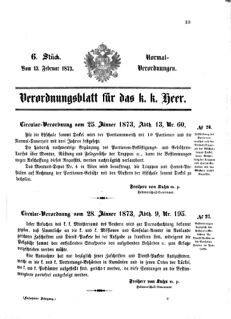 Verordnungsblatt für das Kaiserlich-Königliche Heer 18730213 Seite: 1