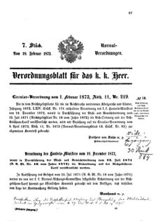 Verordnungsblatt für das Kaiserlich-Königliche Heer 18730218 Seite: 1