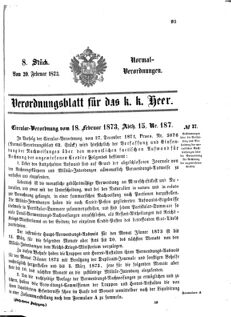 Verordnungsblatt für das Kaiserlich-Königliche Heer 18730220 Seite: 1