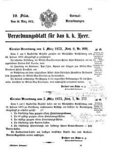 Verordnungsblatt für das Kaiserlich-Königliche Heer 18730310 Seite: 1